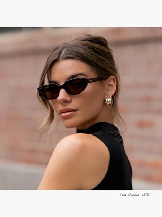 Narrow Cat-Eye Sunglasses Acetate Frame Anti-Reflective Lenses UV Protection main image 4